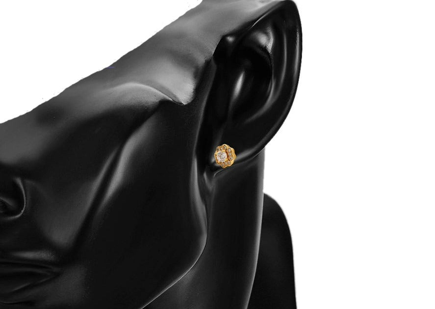 Ohrring Stecker Pia 585er vergoldet mit weißen Steinen