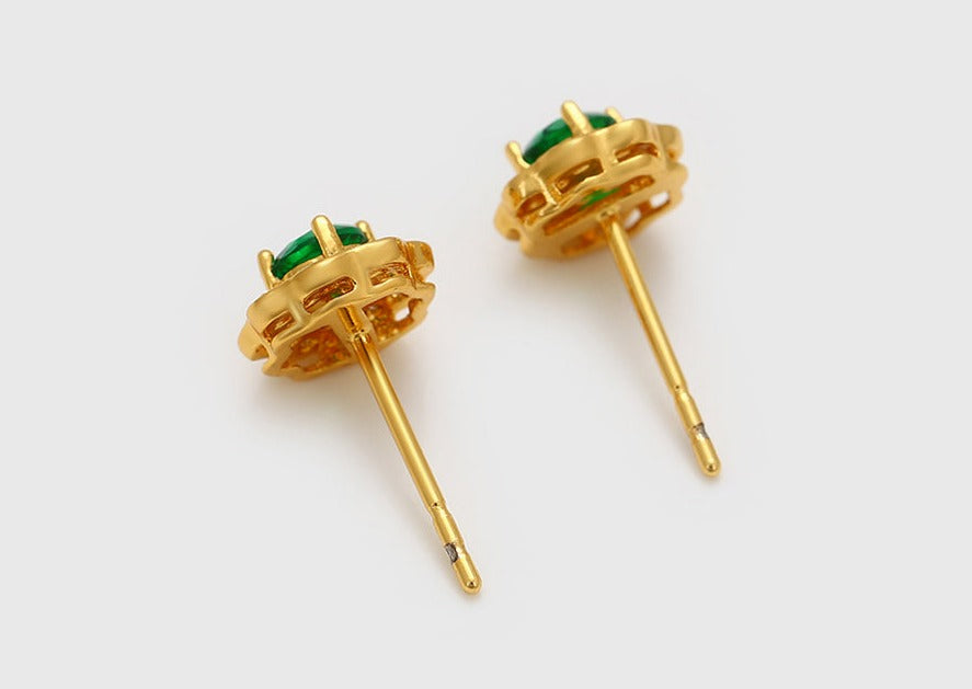 Ohrring Stecker Sia 585er vergoldet mit grünem und weißen Steinen