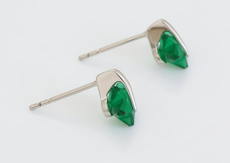 Ohrring Stecker Stern aus Edelstahl mit grünem Stein