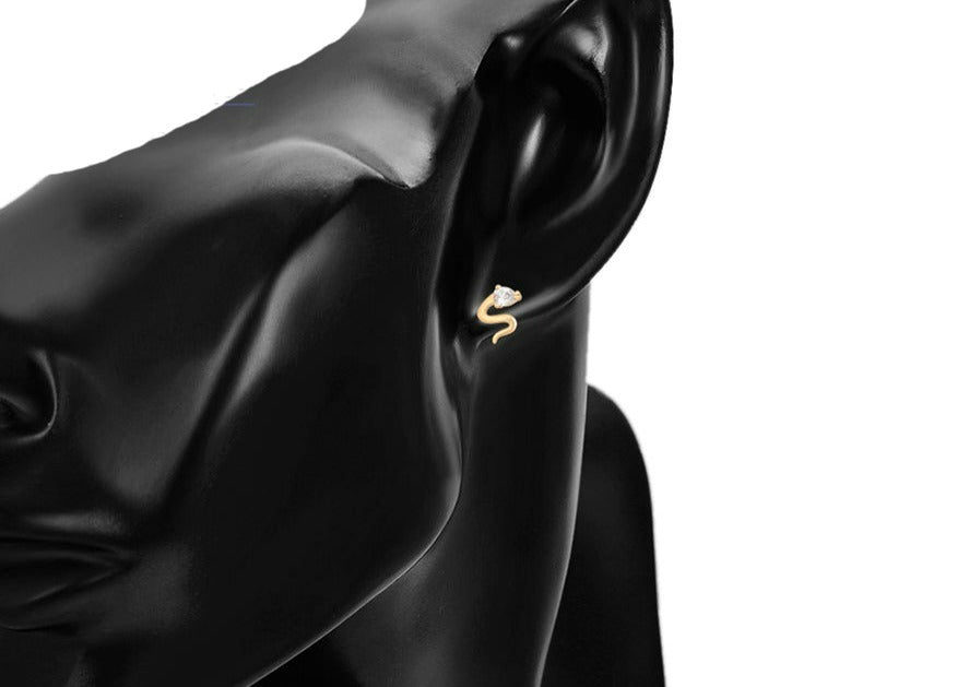 Ohrring Stecker Schlange 585er vergoldet mit weißen Steinen
