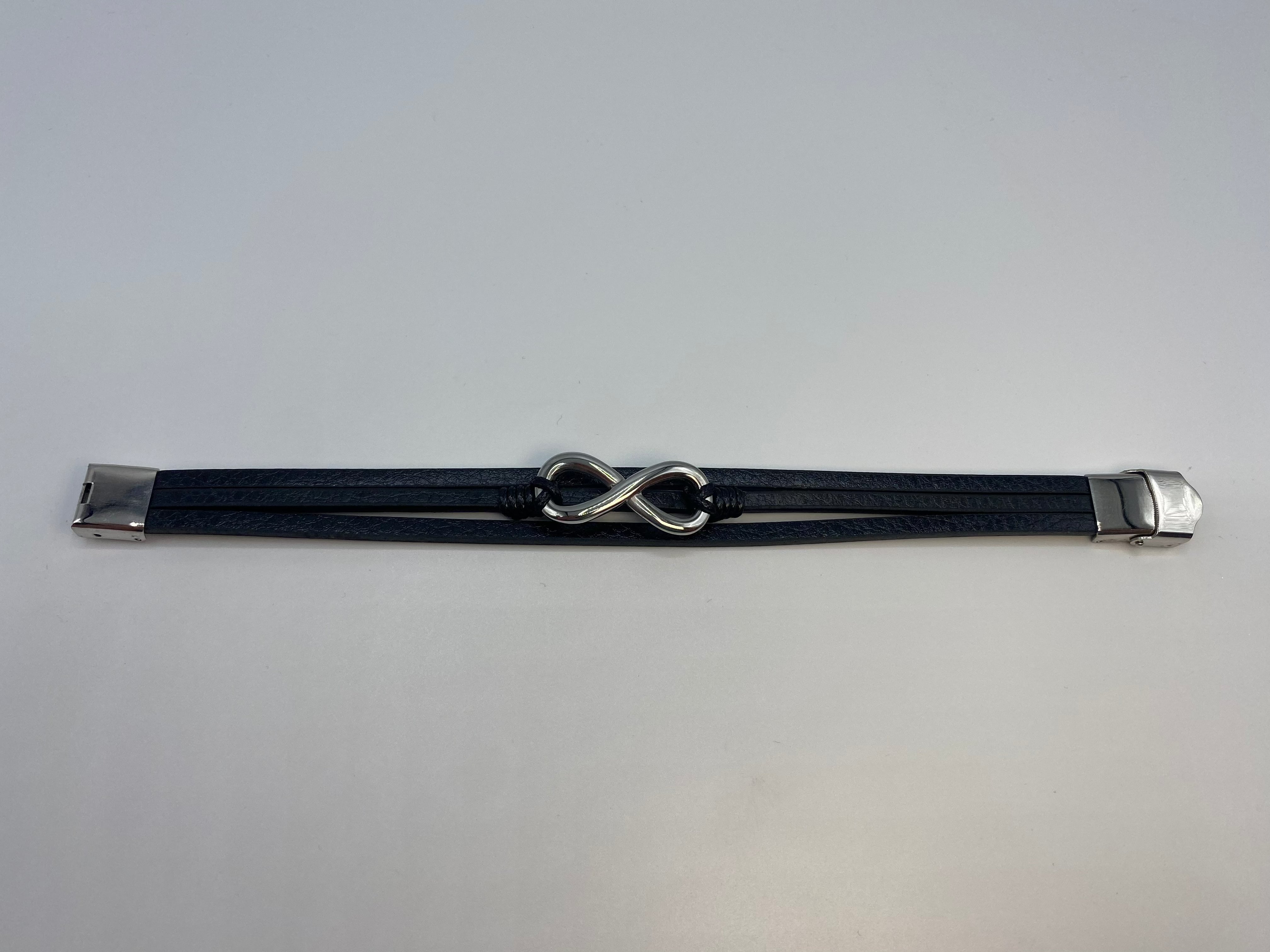 Echt-Leder-Armband Infinity versilbert