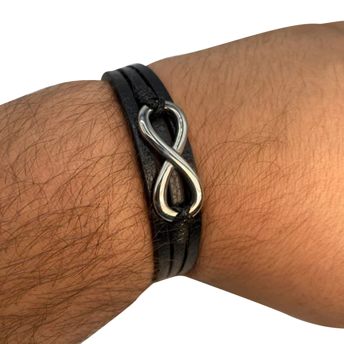 Echt-Leder-Armband Infinity versilbert