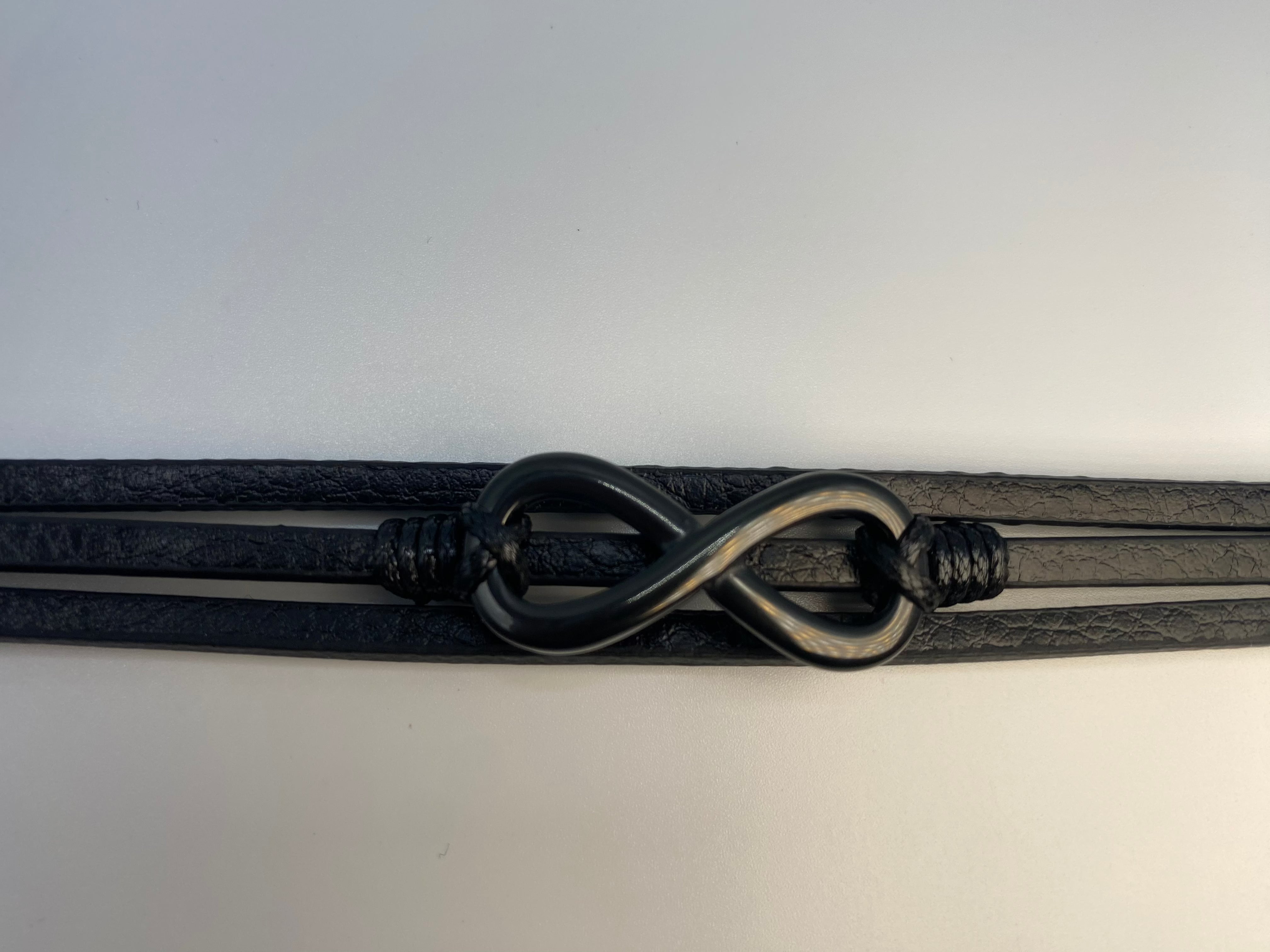Echt-Leder-Armband Infinity schwarz